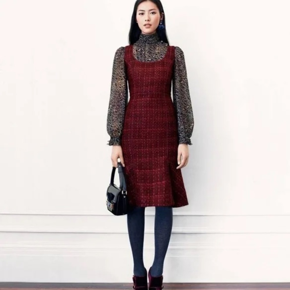 Tory Burch drew dark plum tweed dress size 0